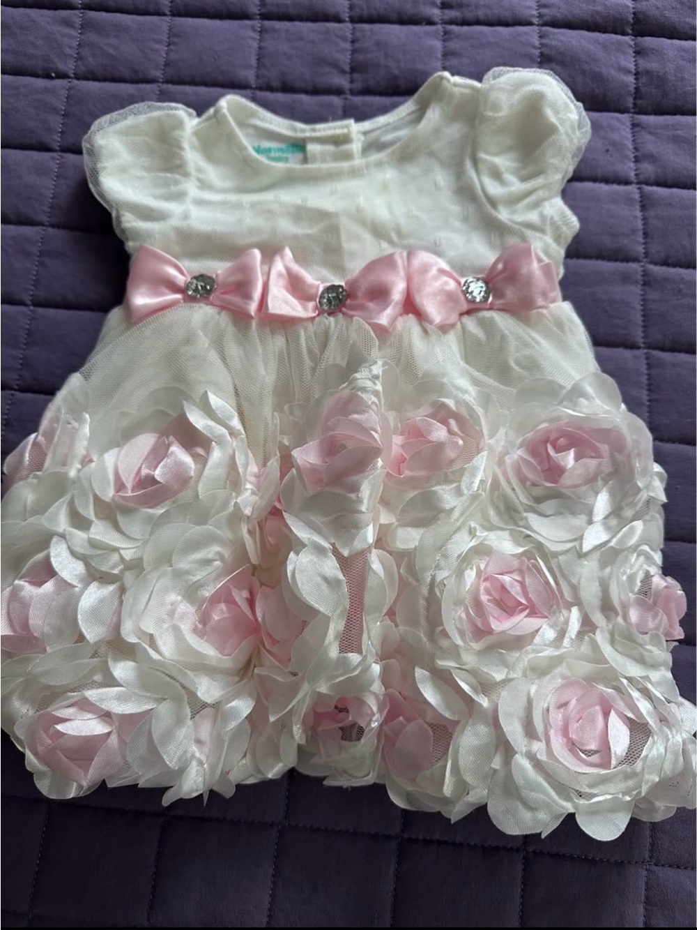 White & Pink Floral Tulle Baby Girl Dress/Onesies
